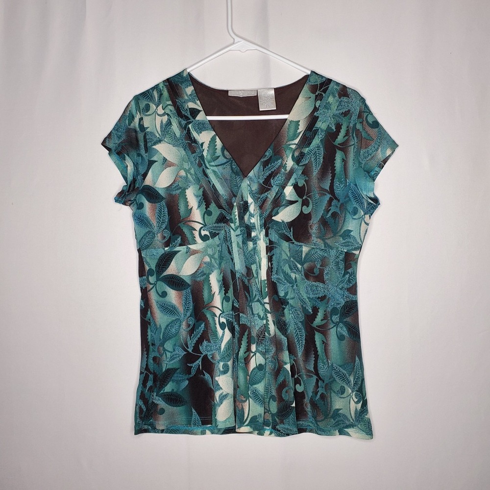 Vtg 90s Worthington Empire Top Women Large Mesh Leaf Paisley Goblin Fairycore...